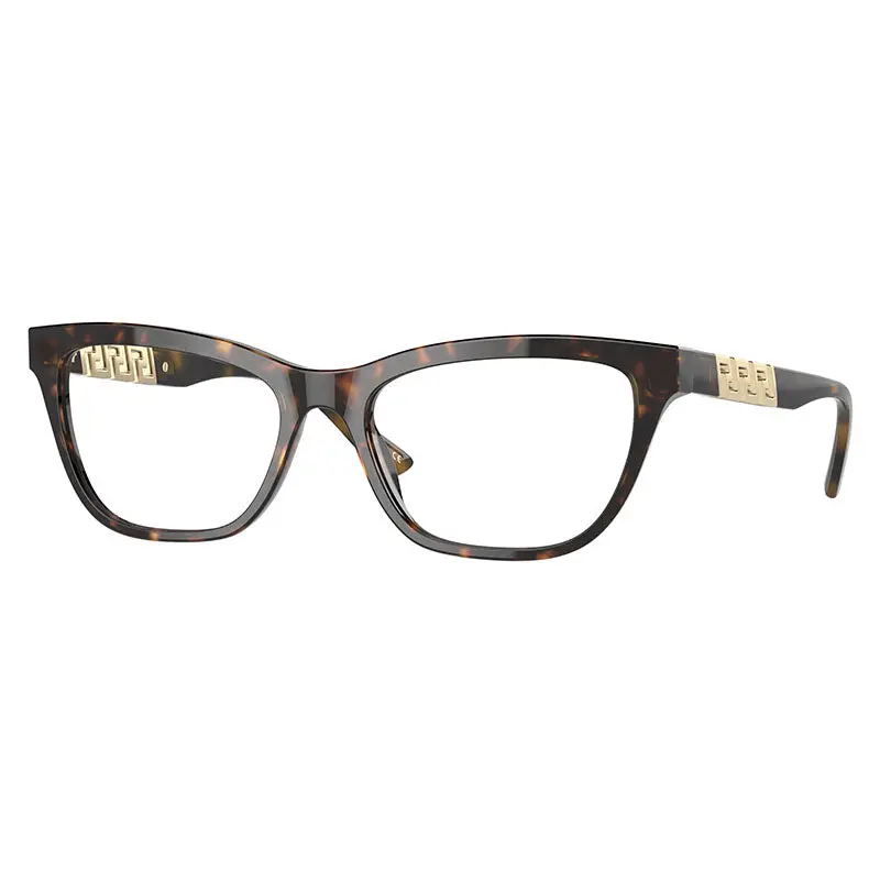 Versace Eyeglasses Rectangle Full Rim, Havana Frame And Clear Demo Lenses Lens Ve3318108 1