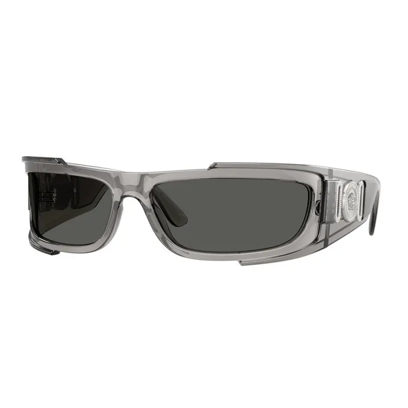 Versace Sunglasses Rectangle Full Rim, Grey Transparent Frame And Dark Grey Lens Ve4446593/87 1