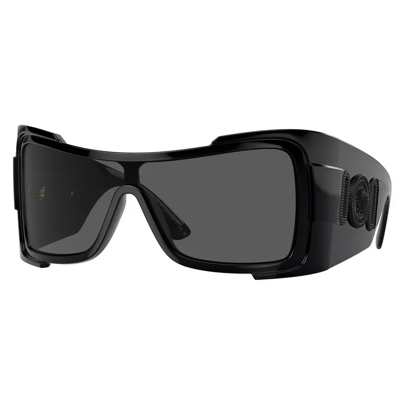 Versace Sunglasses Shield Full Rim, Black Frame And Dark Grey Mirror Blue Lens Ve4451gb1/55 1