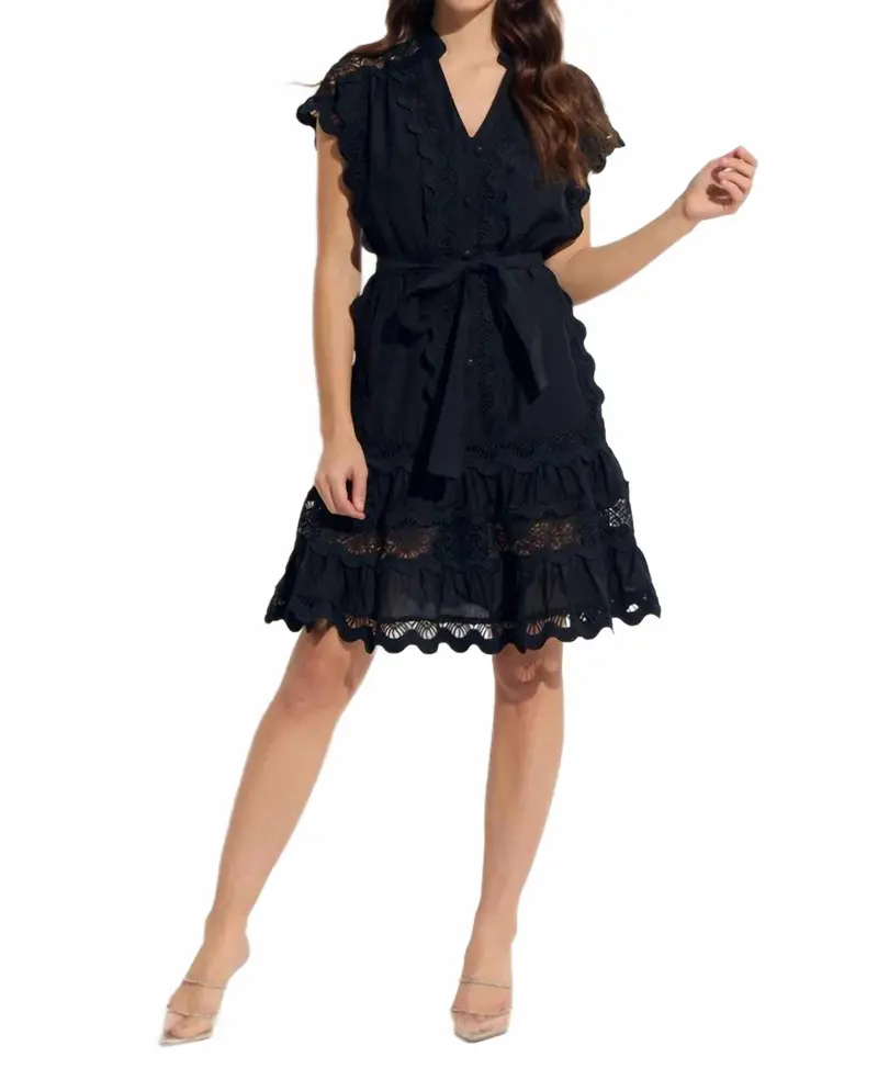 Vertical Wiggle Short Dress With Slip In Black 1