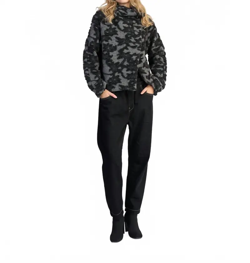 Vesper Cozy Moto Jacket In Shadow 1