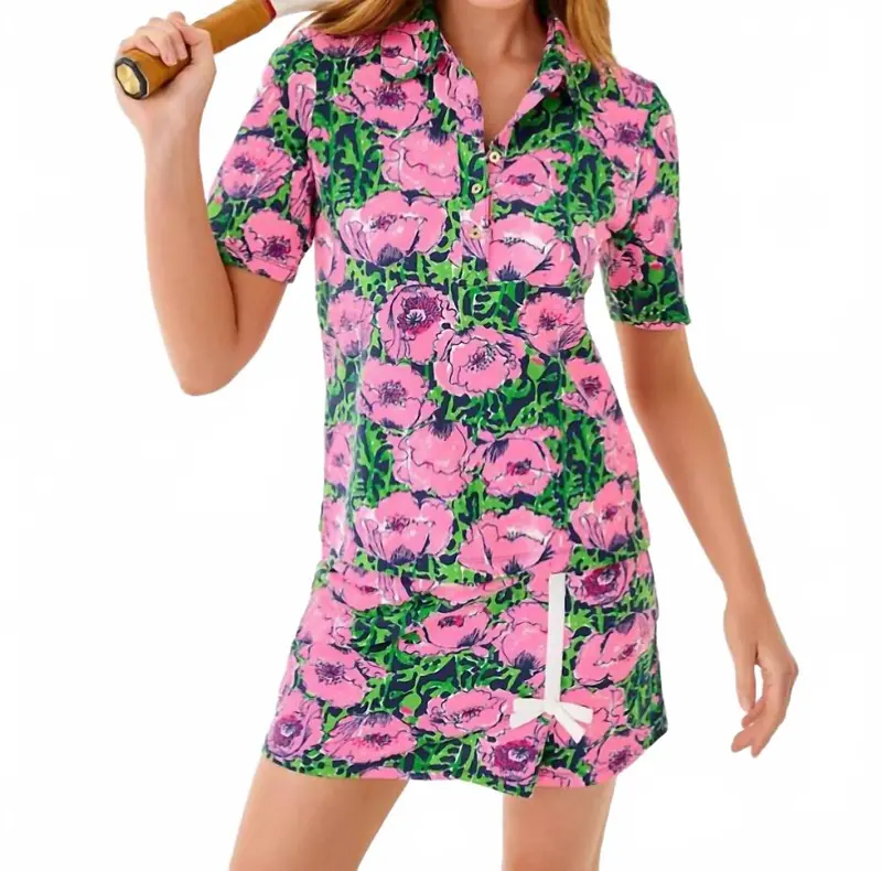 Via Flora Upf 50+ Polo Shirt In Low Tide Navy 1