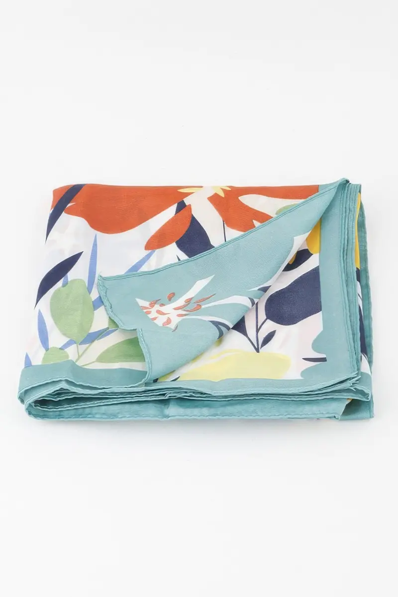 Vibrant Bloom Print Soft Draped Scarf 1