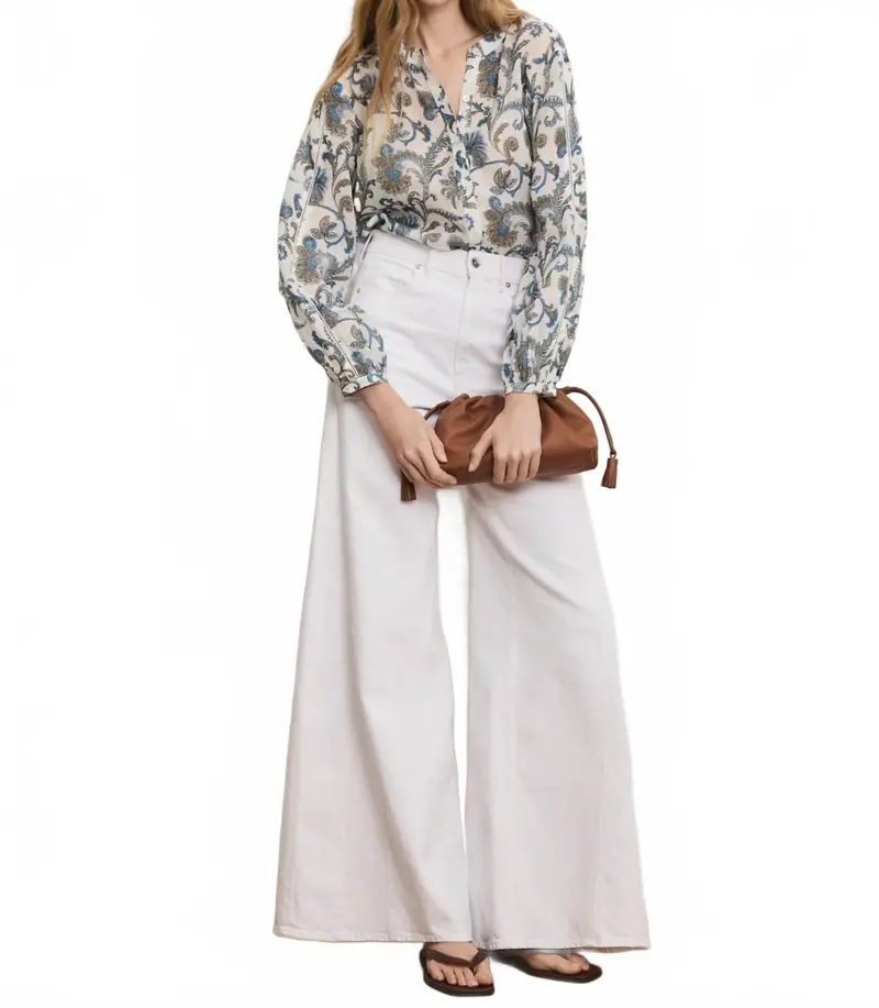 Vicki Wide Leg Denim Jeans In White 1
