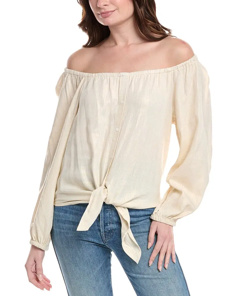 Vince Camuto Off-The-Shoulder Linen-Blend Blouse 1