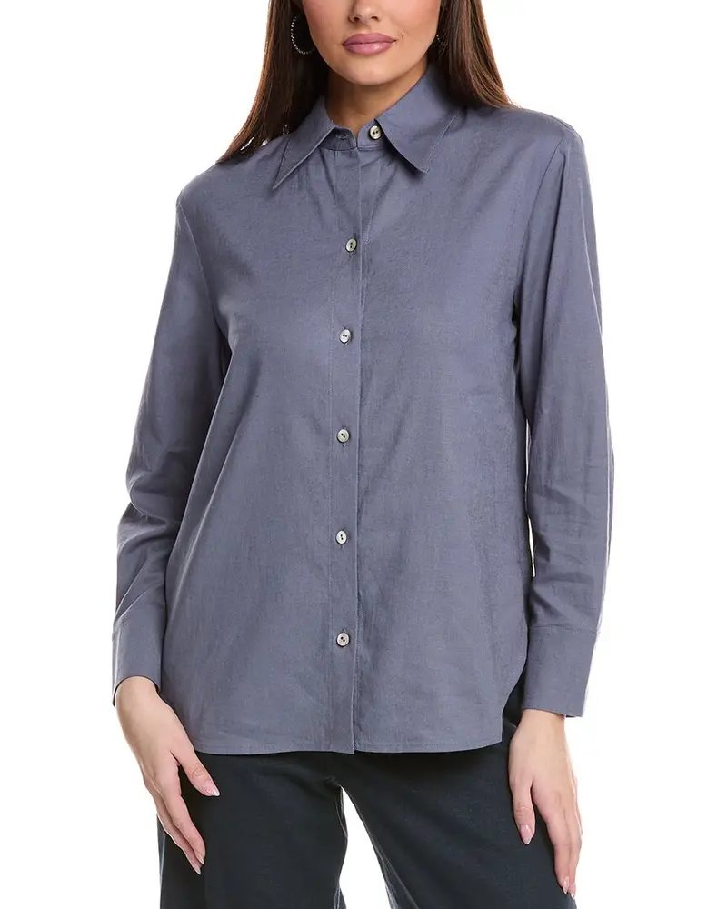 Vince Relaxed Button-Down Linen-Blend Shirt 1
