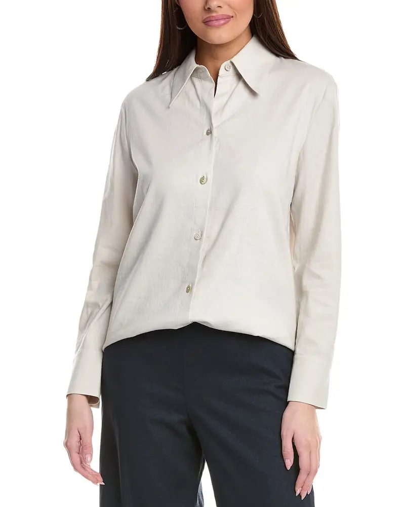 Vince Relaxed Button-Down Linen-Blend Shirt 1