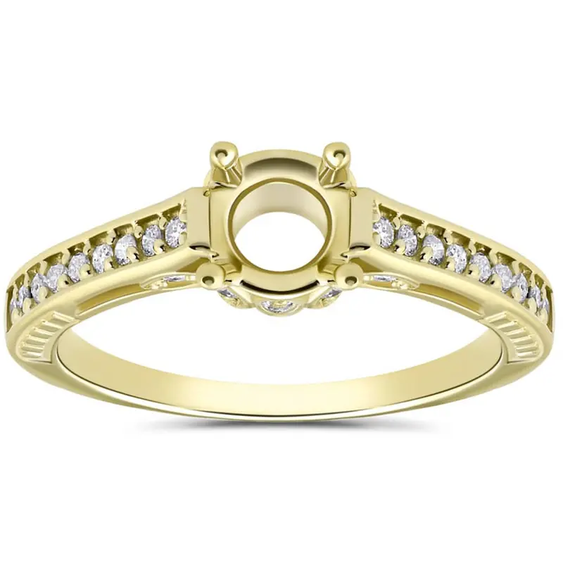 Vintage 1/5Ct Semi Mount Engagement Ring Setting Gold Size Selectable 1