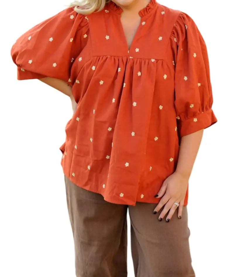 Vintage Blossom Top In Red 1