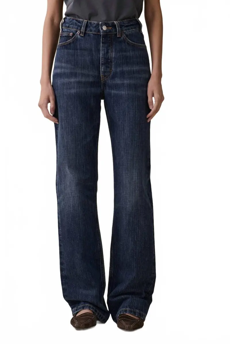 Virgo Mid Rise Straight Leg Jeans In Dark Blue Righe 1