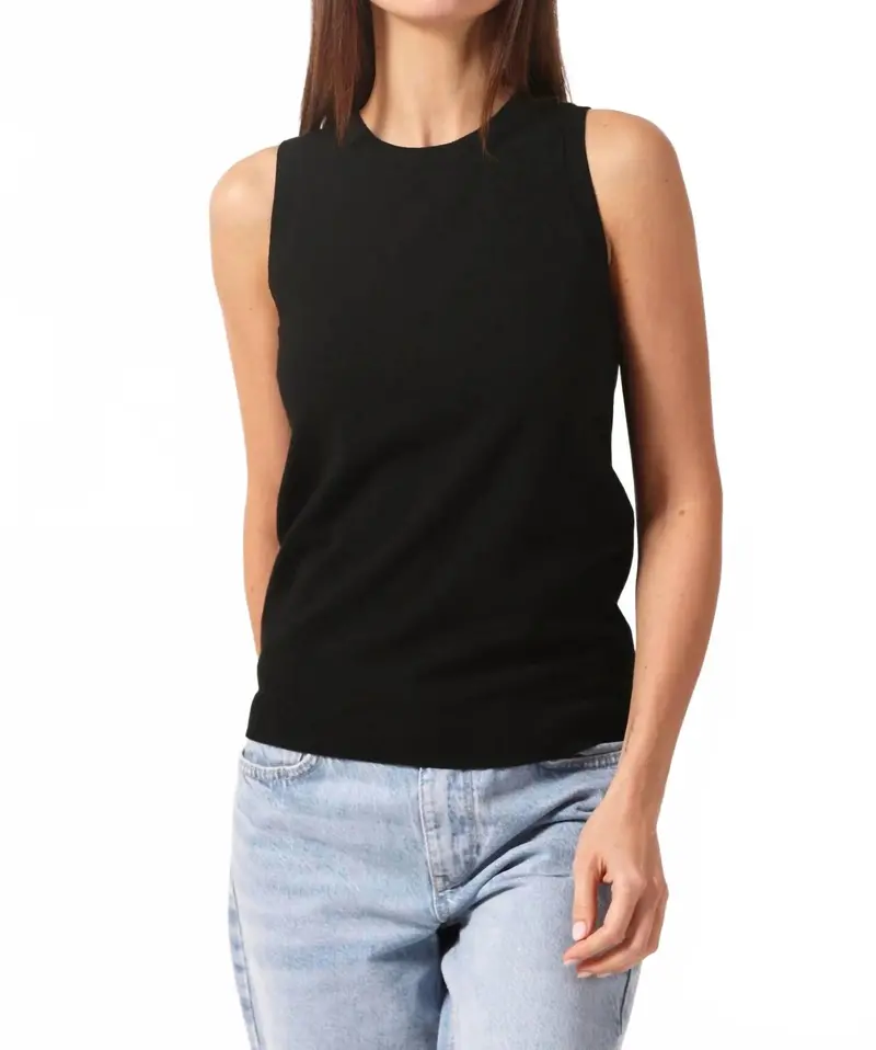 Viscose Crew Tank Top In Black 1