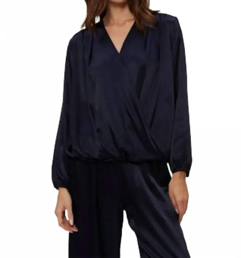 Vita Surplice Top In Navy 1
