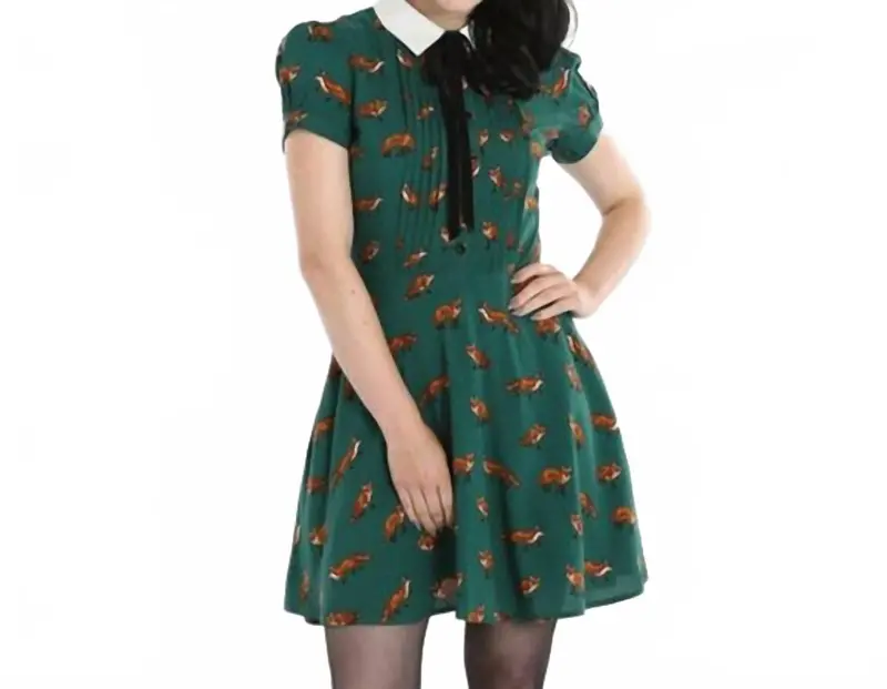 Vixey Fox Print Mini Dress In Dark Green 1