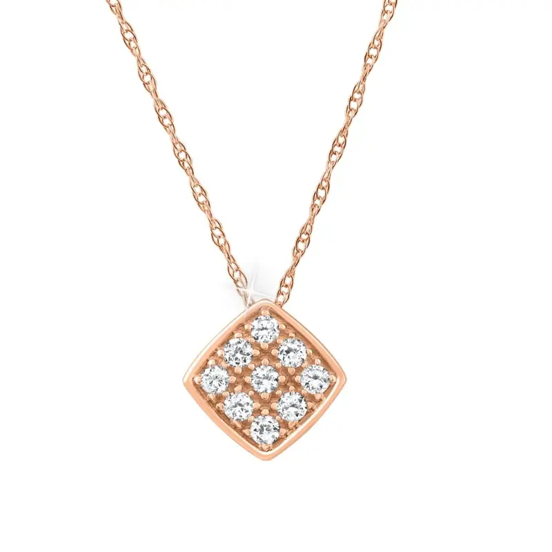 Vs 1/5Ct Diamond Pave Delicate Pendant Women's Necklace 18" 14K Gold Lab Grown 1