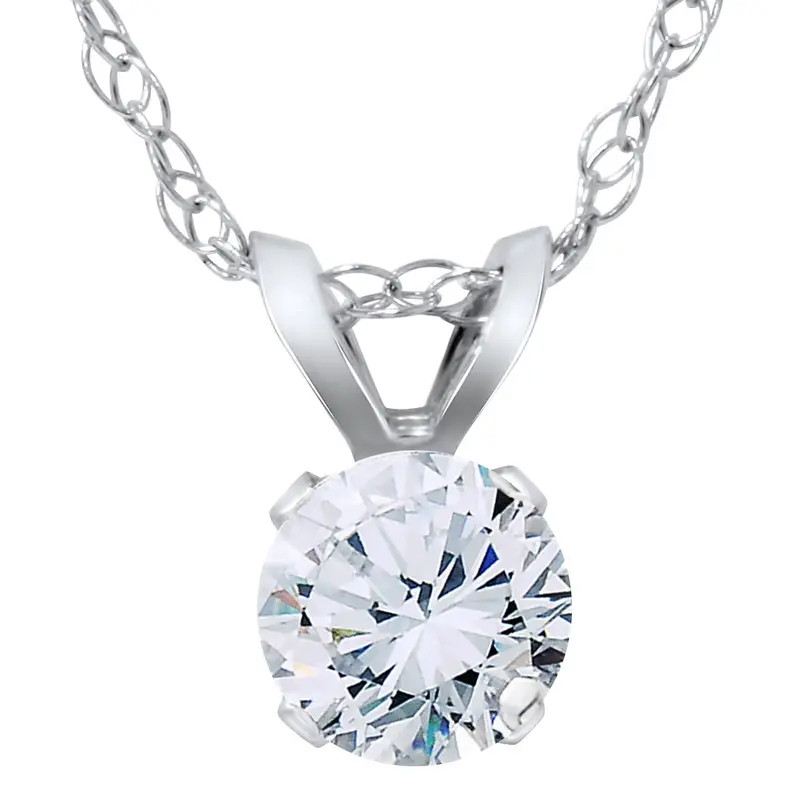 Vs 3/8Ct Diamond Solitaire Pendant 14K White Gold 1