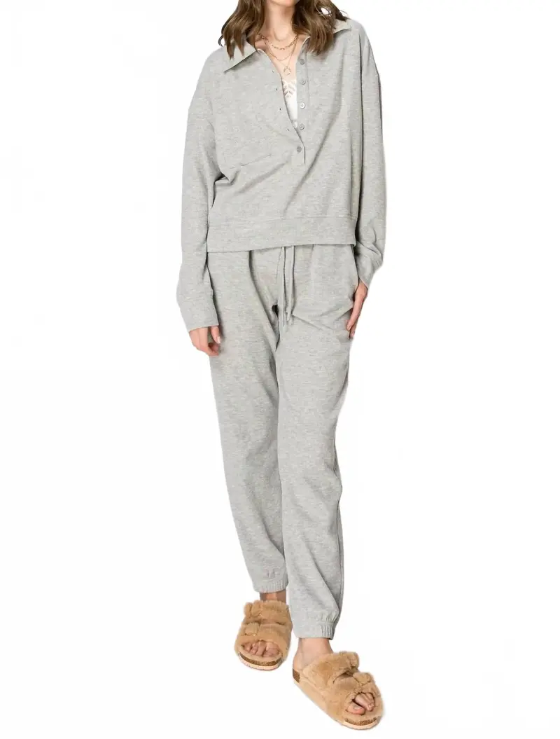 Waffle Knit Jogger Set In Grey 1