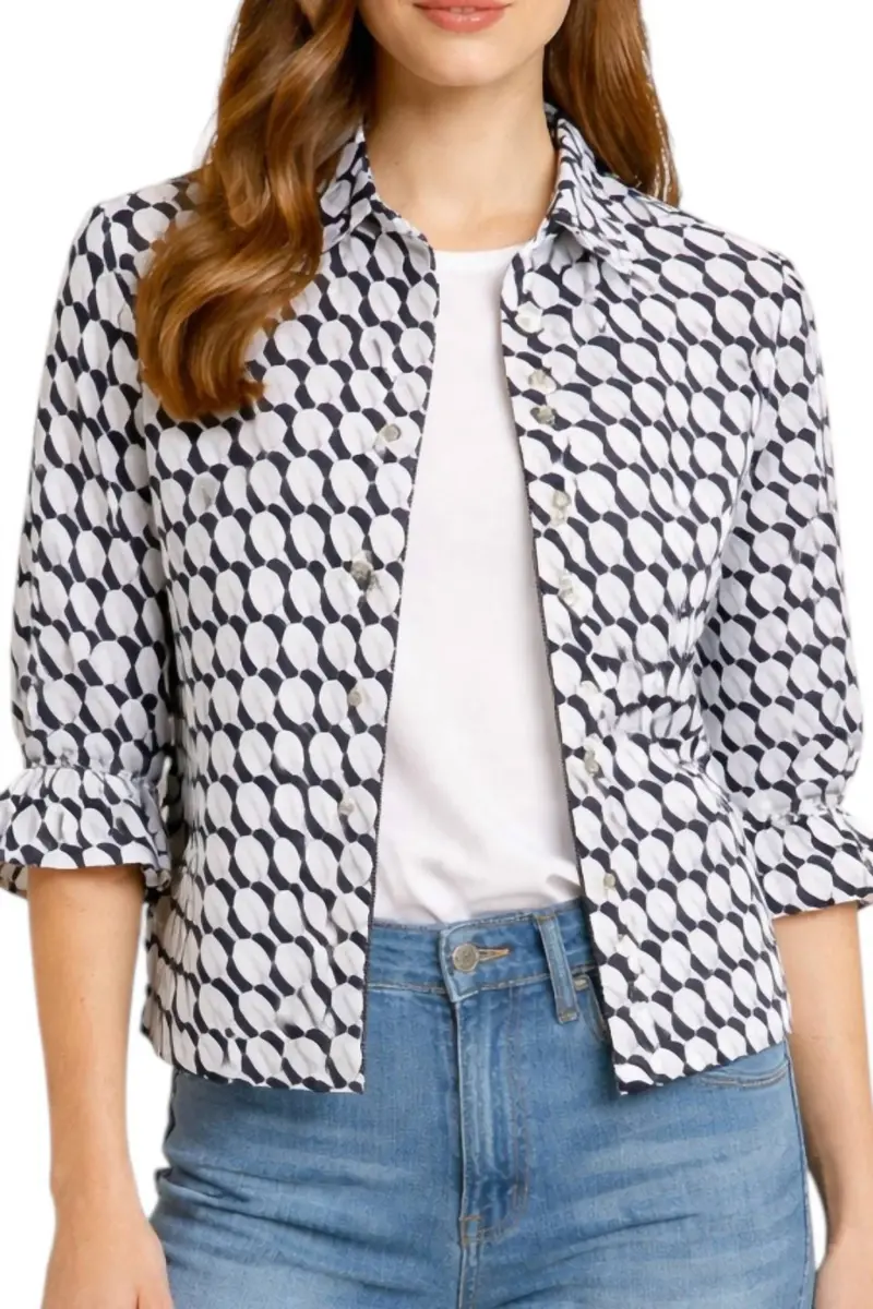 Wave Print Jacket In Navy 1
