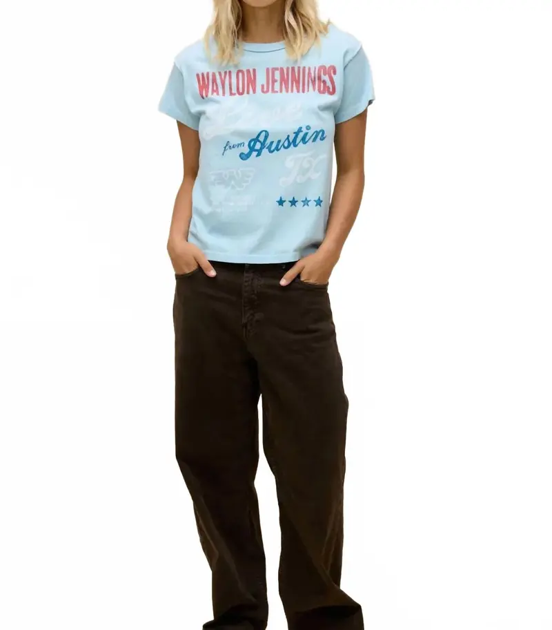 Waylon Jennings Live From Austin Reverse Tee In Blue 1