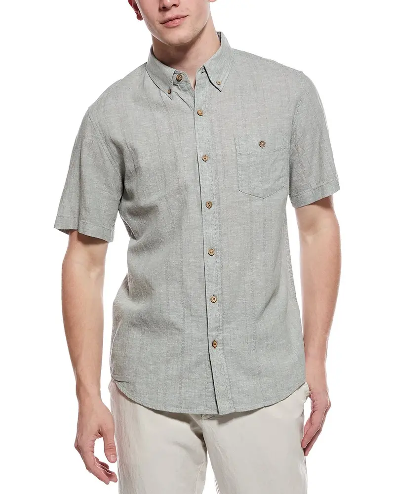 Weatherproof Vintage Linen-Blend Vertical Dobby Shirt 1
