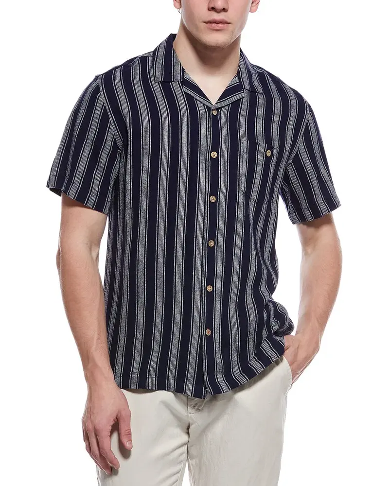 Weatherproof Vintage Linen-Blend Vertical Stripe Shirt 1