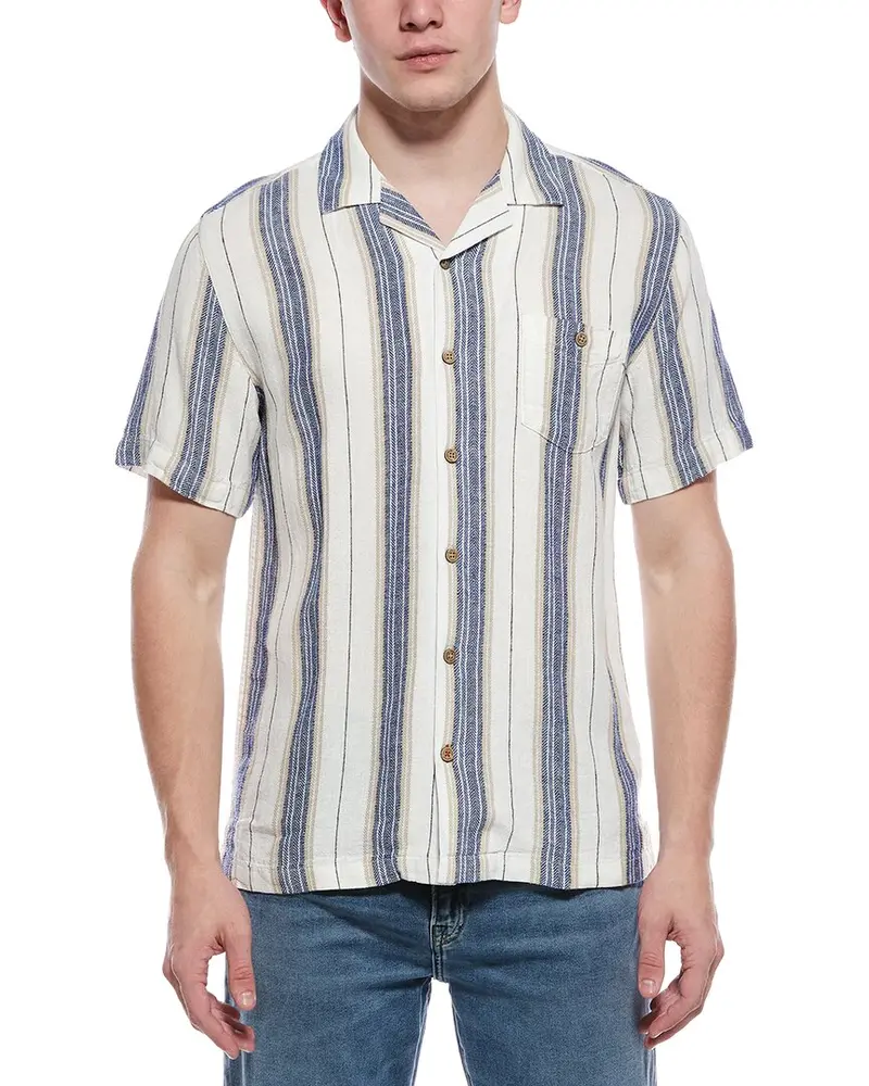 Weatherproof Vintage Linen-Blend Vertical Stripe Shirt 1