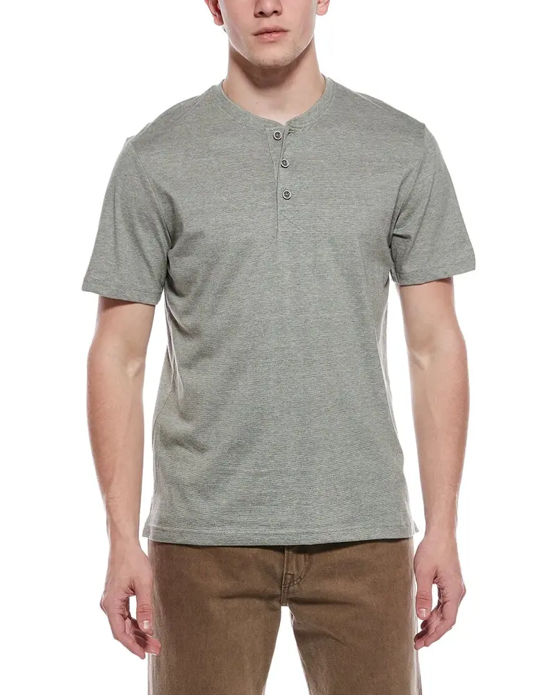 Weatherproof Vintage Sueded Micro Stripe Henley T-Shirt 1