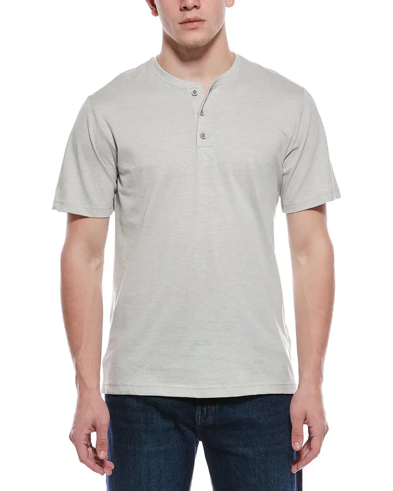 Weatherproof Vintage Sueded Micro Stripe Henley T-Shirt 1