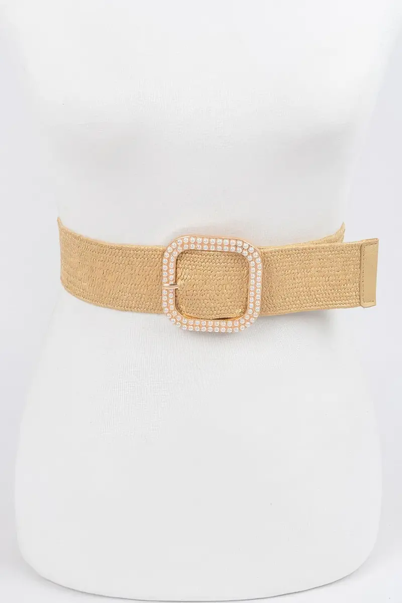Weaved Pearl Buckle Belt 1