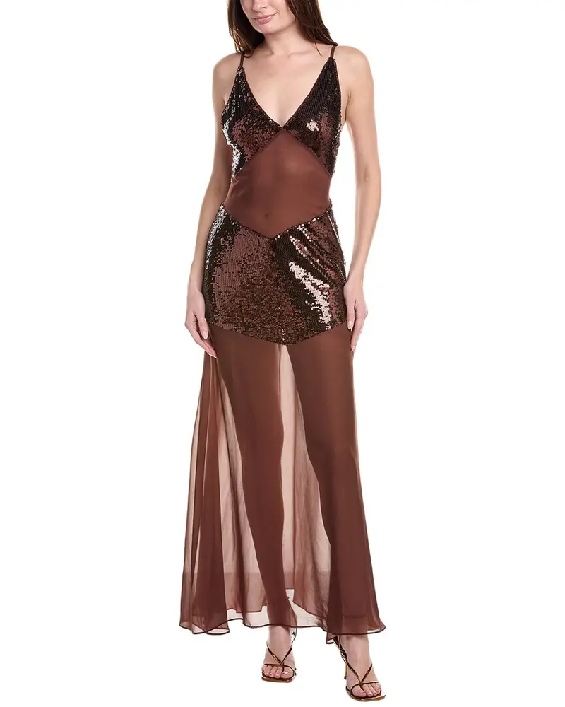 Weworewhat Sheer Panel Maxi Dress 1