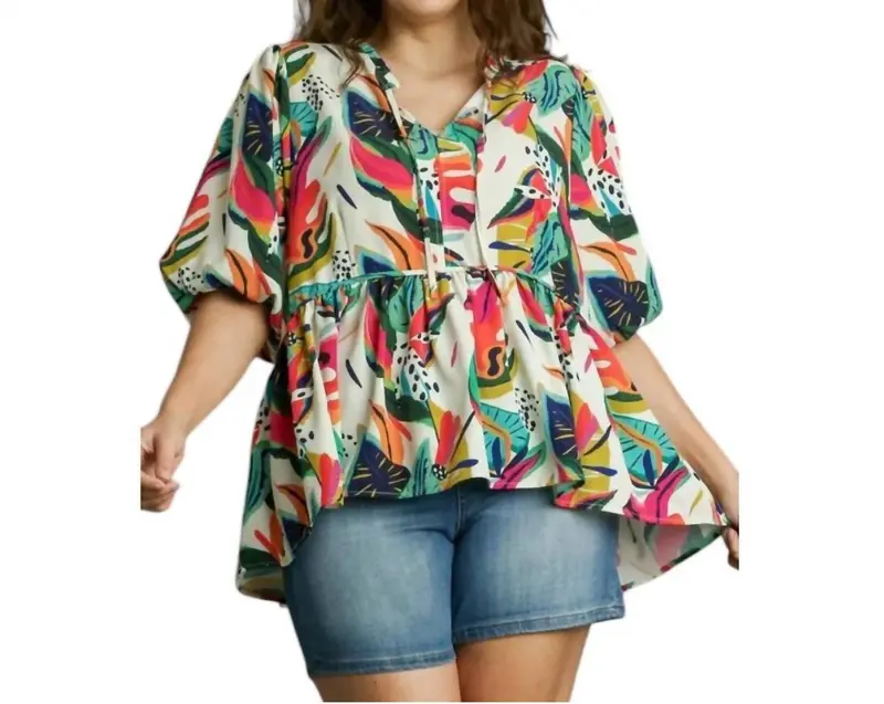 What Could Be V-Neck Top - Plus Size In Cream Mix 1