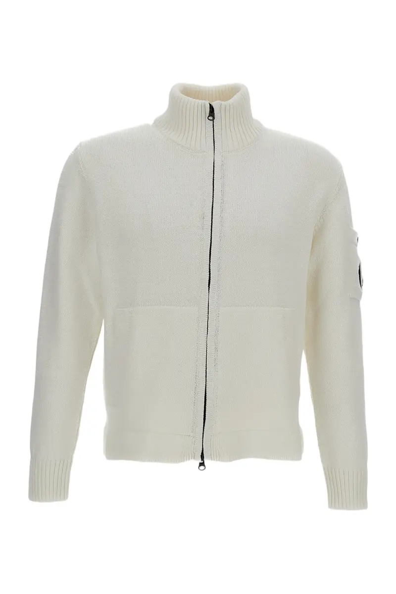 White Cotton Zipped Cardigan 1