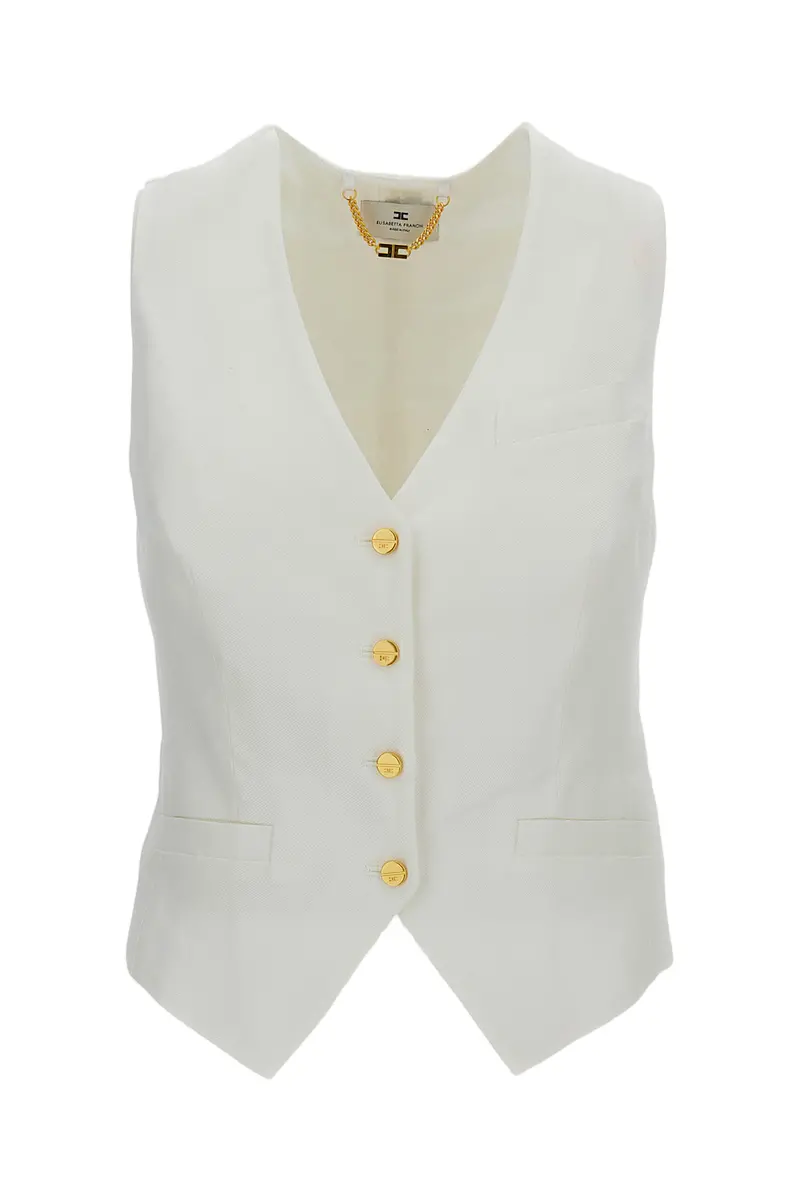 White Linen Blend Vest 1