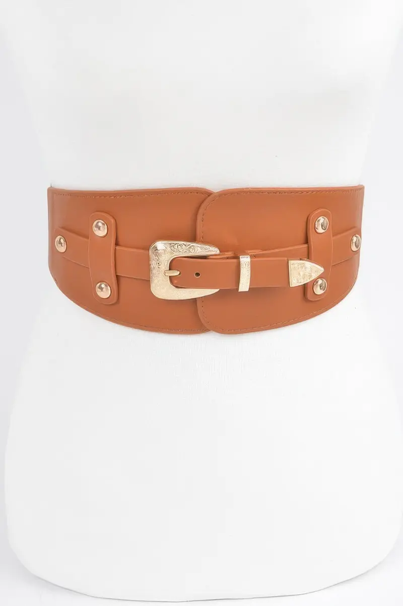 Wide Belt Buckle Elastic Belt 1