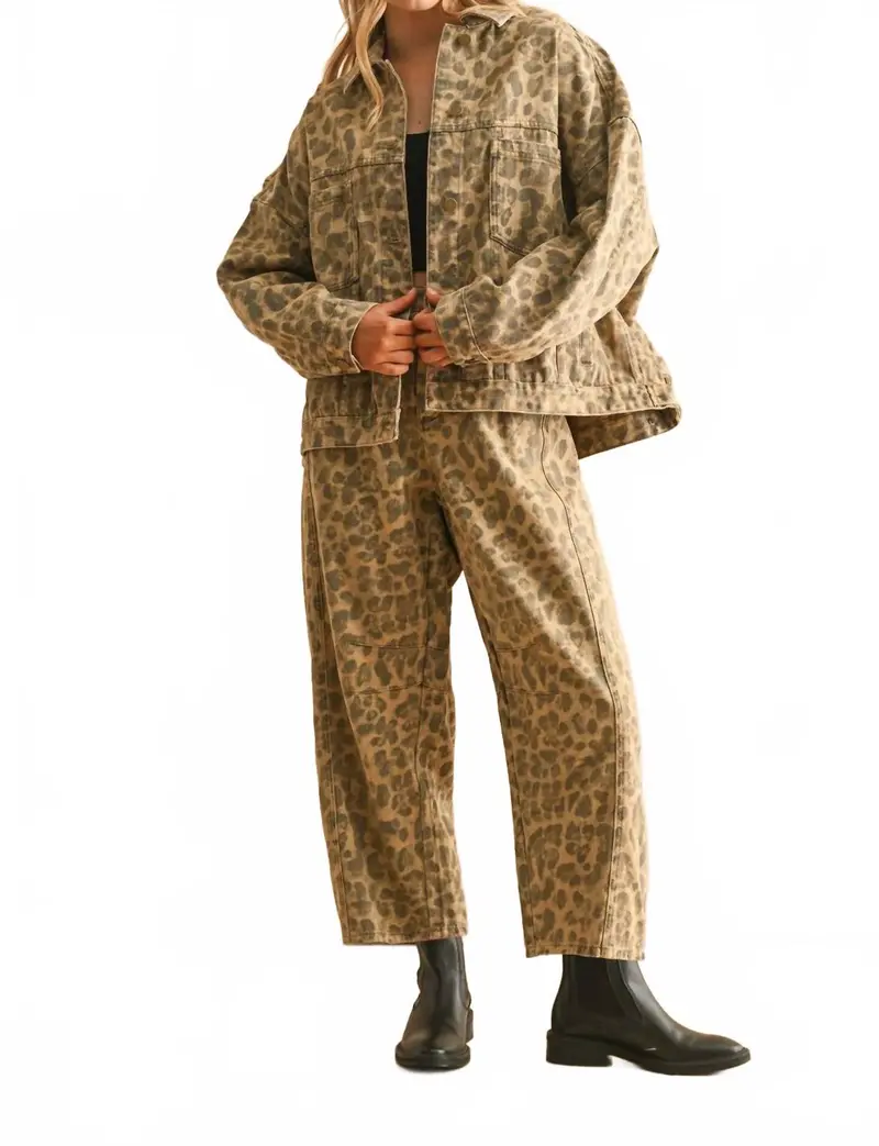 Wide Leg Barrel Jeans In Leopard 1