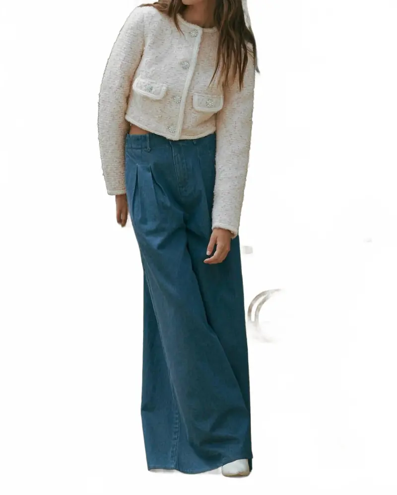 Wide Leg Denim Pants In Indigo 2