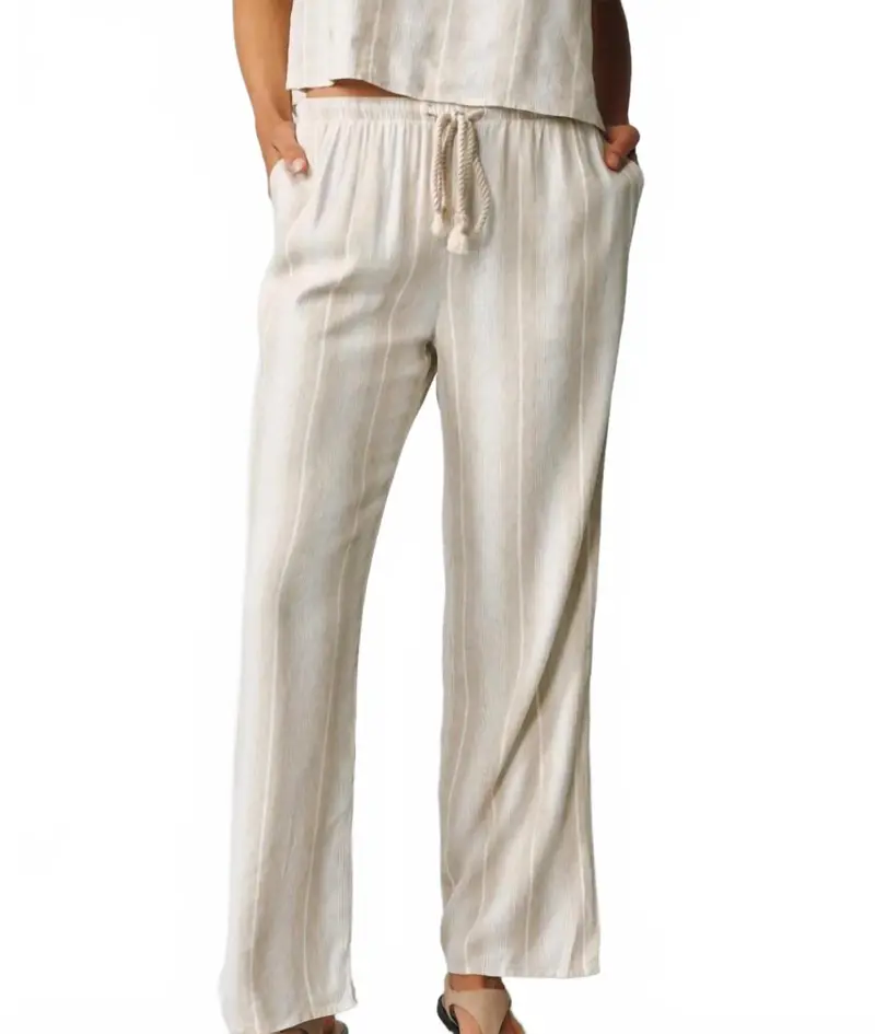 Wide Leg Drawcord Pants In Positano Sand 1
