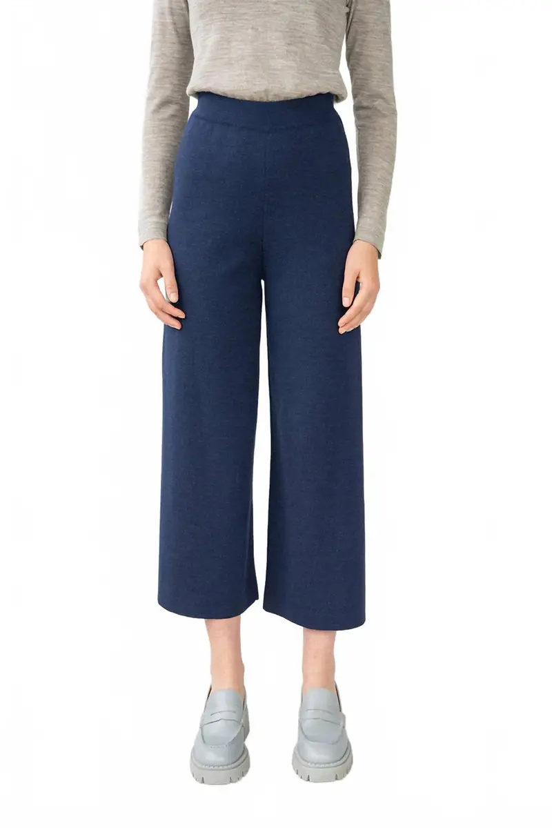 Wide Leg Trousers In Navy 1