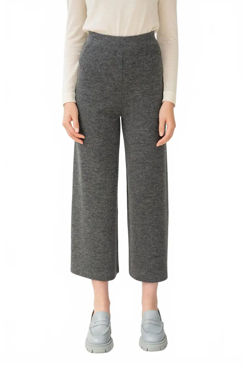 Wide Leg Trousers In Shadow Grey Heather 1