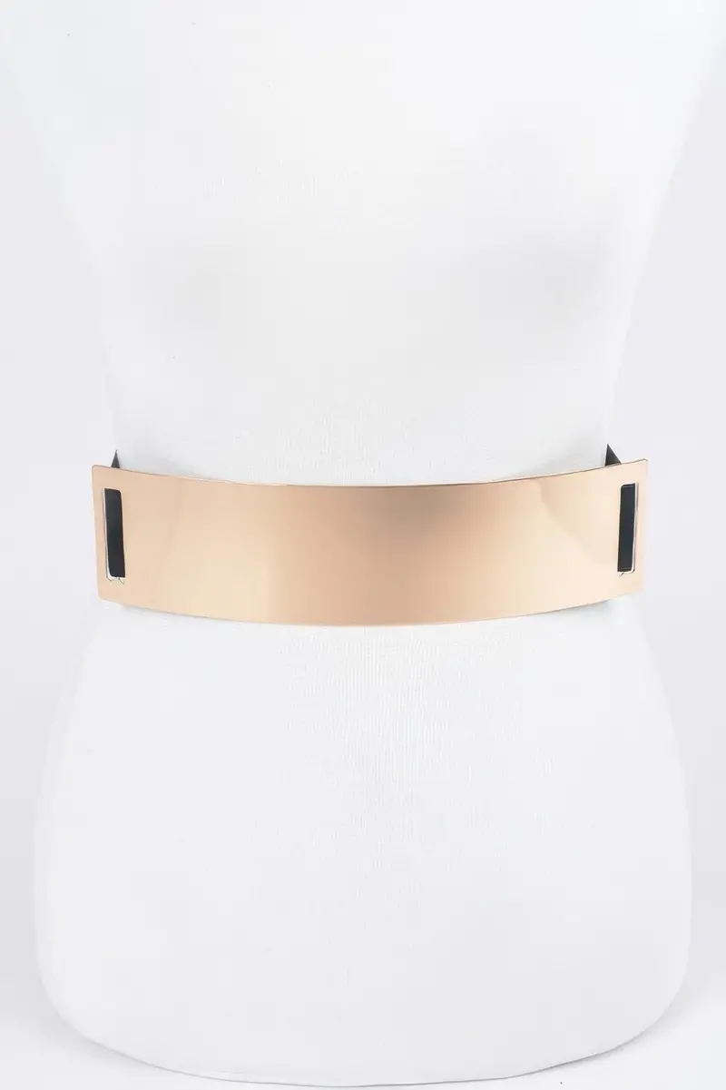 Wide Metal Plate Plus Size Stretch Waist Belt 1