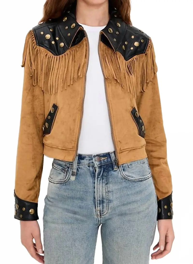 Wilson Faux Suede Jacket In Sepia 1