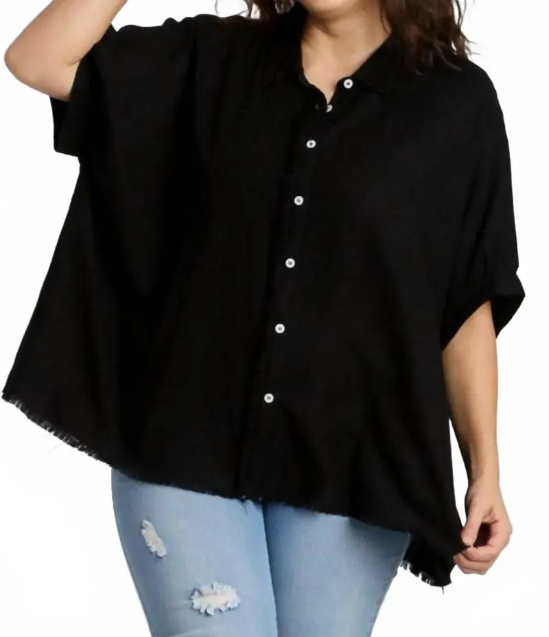 With Out Your Love Button Front Top - Plus Size In Black 1