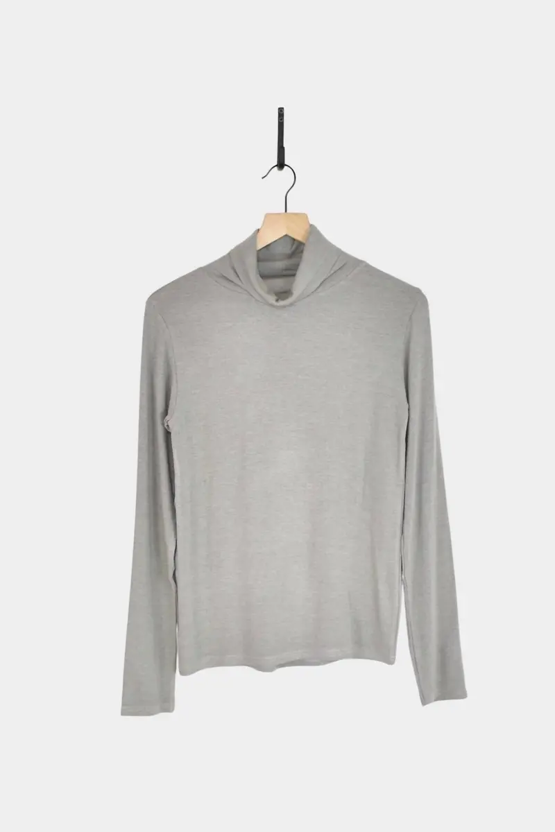 Women Rib Turtle Neck Top In Gray 1