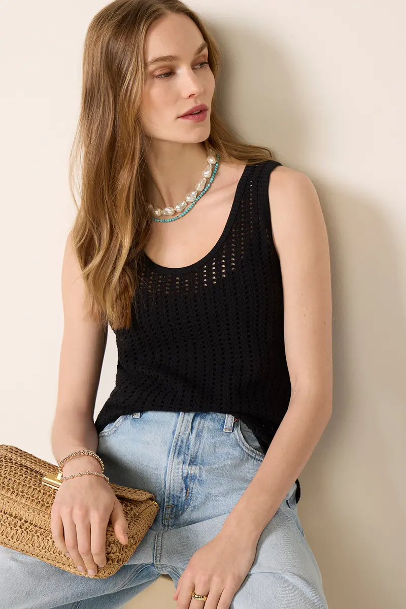 Women's Ainsley Crochet Mesh Tank Top 1