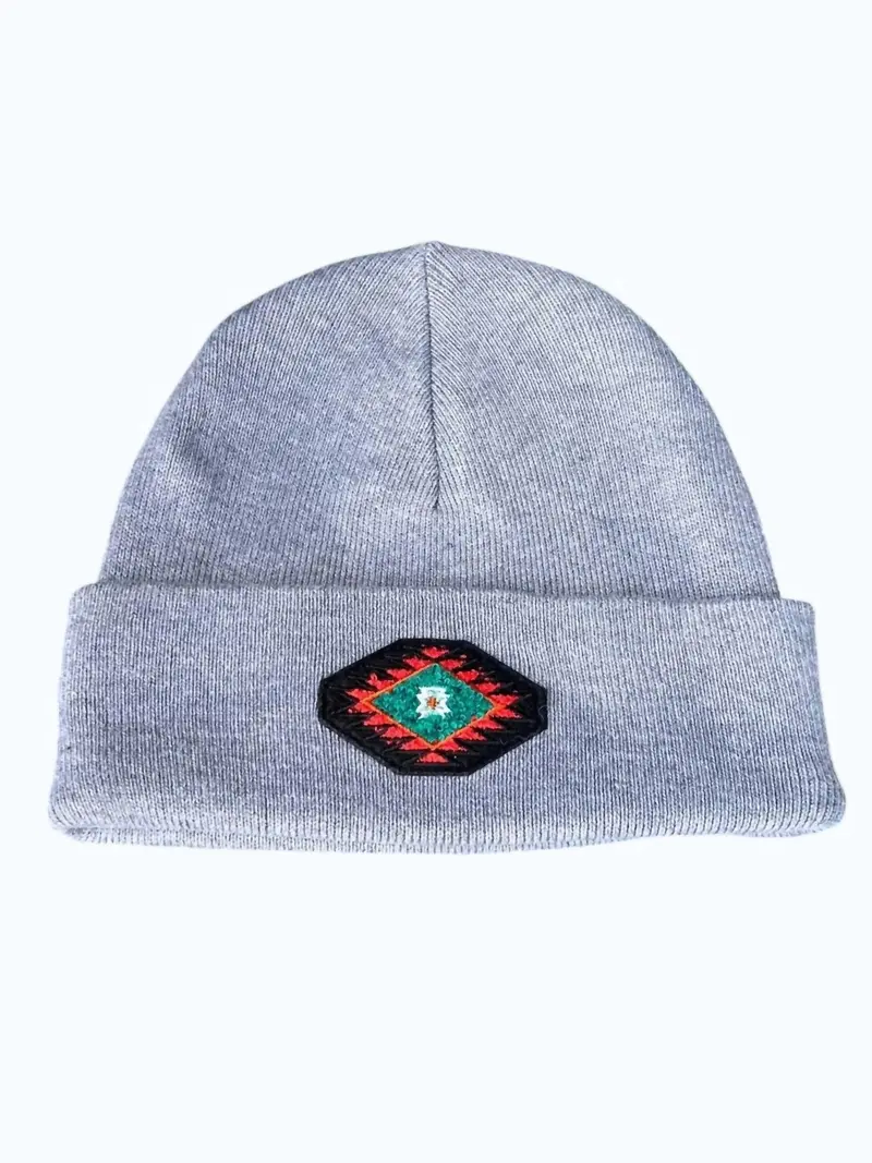 Women's Alvarado Aztec Embroidered Beanie Hat In Grey 1
