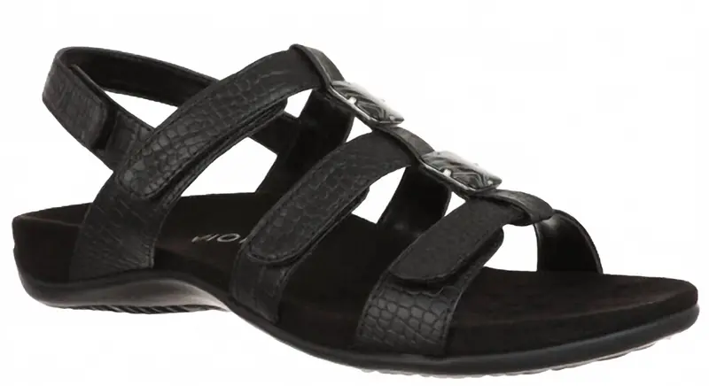 Women's Amber Backstrap Sandal In Black Croc 1