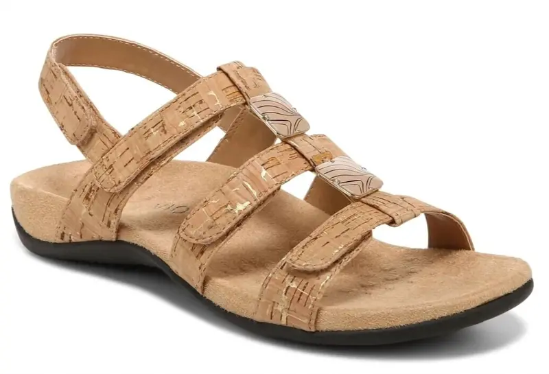 Women's Amber Backstrap Sandal In Gold Cork 1