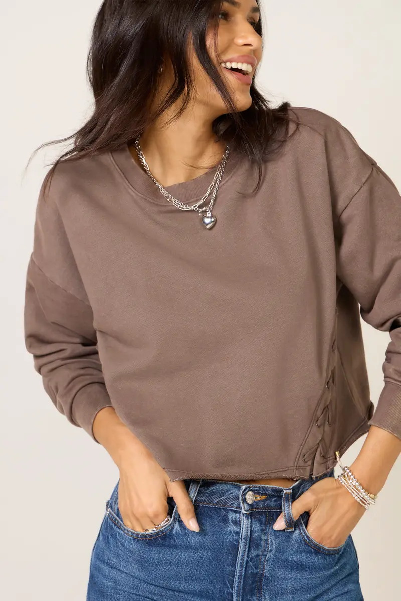 Women's Amelia Side Lace Up Sweatshirt 1