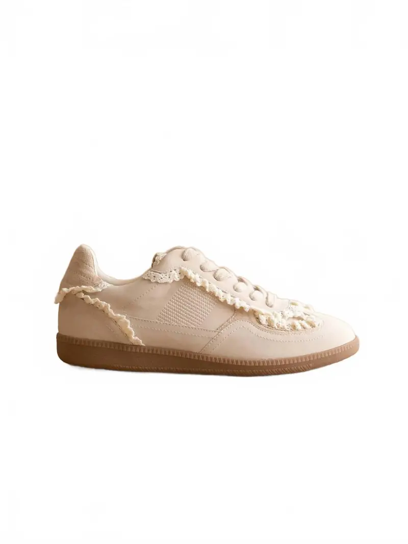 Women's April Lace Trimmed Retro Sneaker In Creme 1