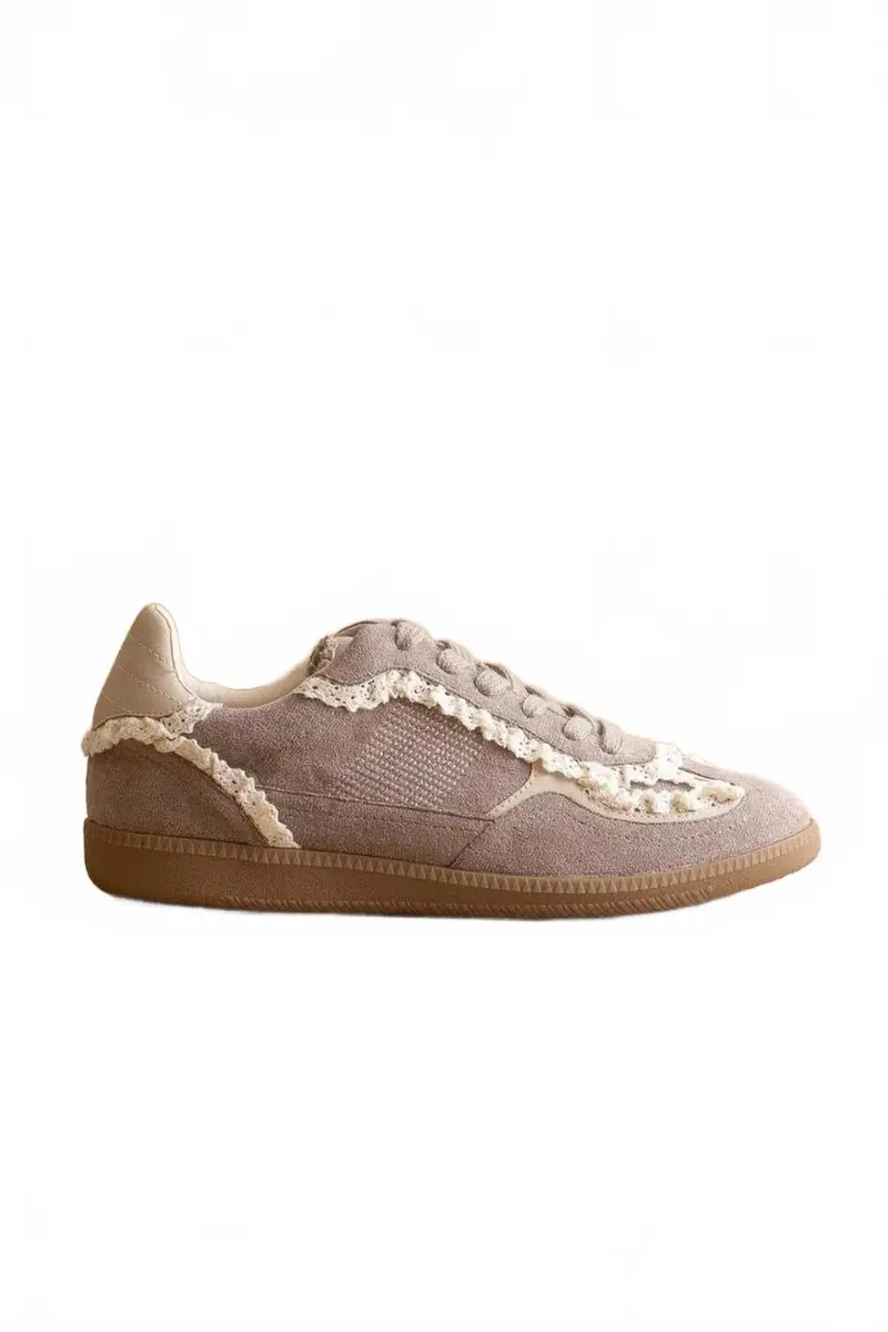 Women's April Lace Trimmed Retro Sneaker In Dark Grey 1