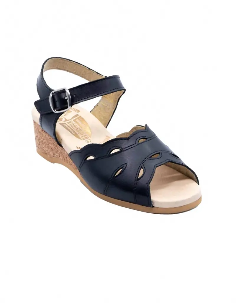 Women's Ariel Cork Wedge Sandals In Black 1